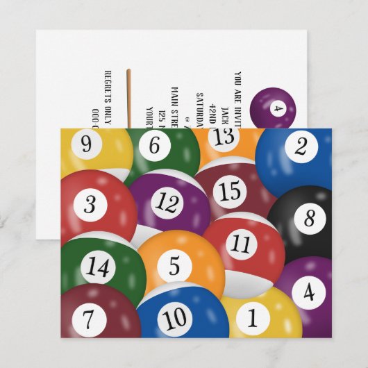 Billiard Balls 42e verjaardag uitnodiging (Voorkant / Achterkant)