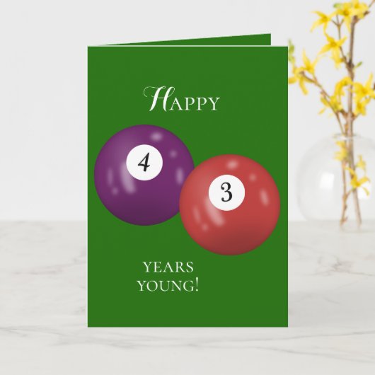 Billiard Balls 43ste verjaardag Kaart (Gele Bloem)