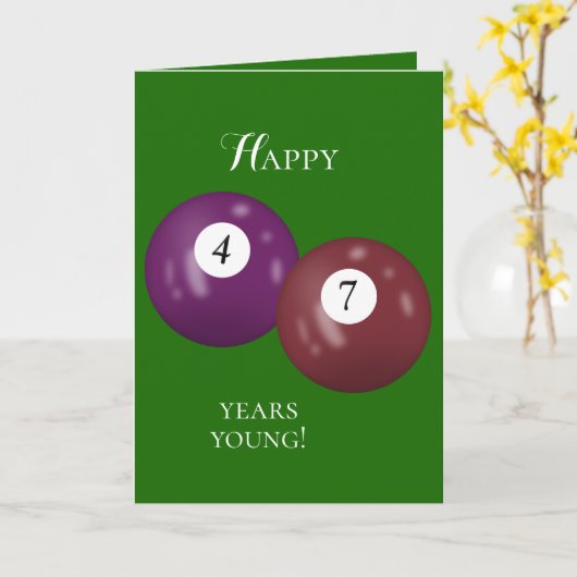 Billiard Balls 47e verjaardag Kaart (Gele Bloem)