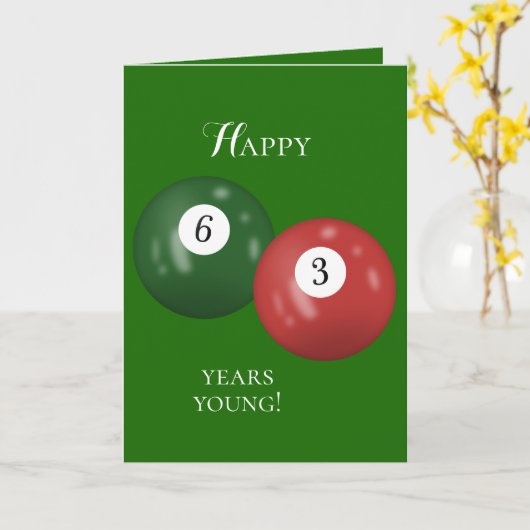 Billiard Balls 63ste verjaardag Kaart (Gele Bloem)