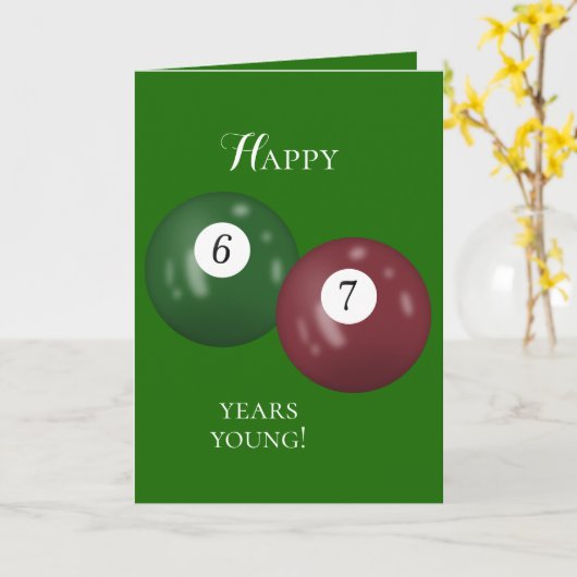 Billiard Balls 67e verjaardag Kaart (Gele Bloem)