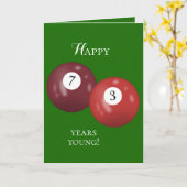 Billiard Balls 73ste verjaardag Kaart (Gele Bloem)