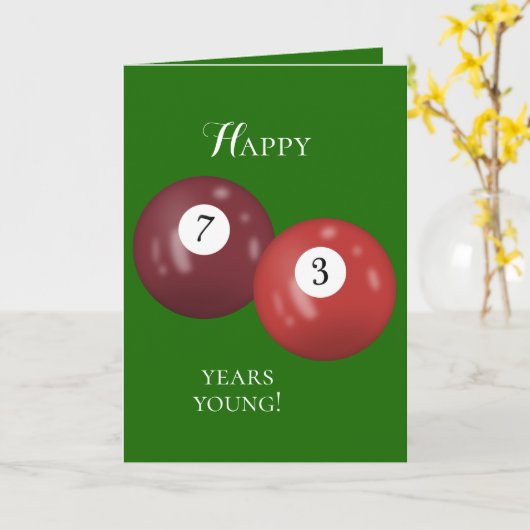 Billiard Balls 73ste verjaardag Kaart (Gele Bloem)