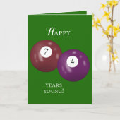 Billiard Balls 74ste verjaardag Kaart (Gele Bloem)