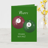 Billiard Balls 76ste verjaardag Kaart (Gele Bloem)