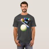 Billiard Balls Cue Snooker Pool Player T-shirt (Voorkant volledig)
