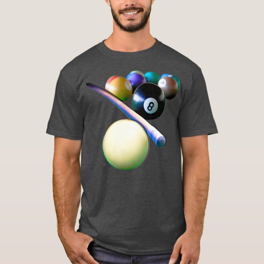 Billiard Balls Cue Snooker Pool Player T-shirt (Voorkant)