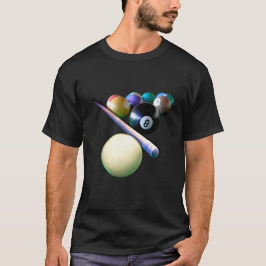 Billiard Balls Cue Snooker Pool Player T-shirt (Voorkant)