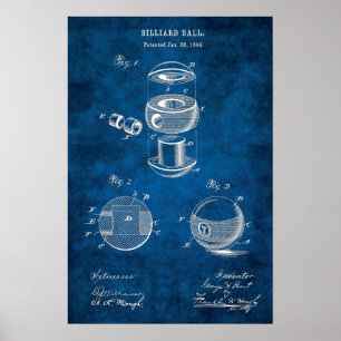 Billiard Balls patent Art #2 Pool Room Decor Poster