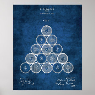 Billiard Balls Patent Print1 Pool Game Room Decor Poster