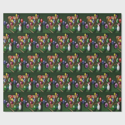 Billiard Balls Pool Balls on Table Print Cadeaupapier (Vlak)