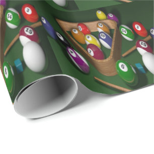 Billiard Balls Pool Balls on Table Print Cadeaupapier