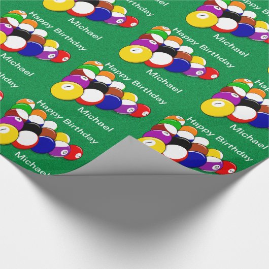 Billiard Balls Pool Balls Personated Birthday Cadeaupapier (Hoek)