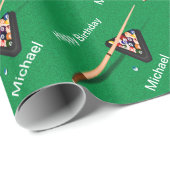 Billiard Balls Pool Stick Personated Birthday Cadeaupapier (Rol Hoek)