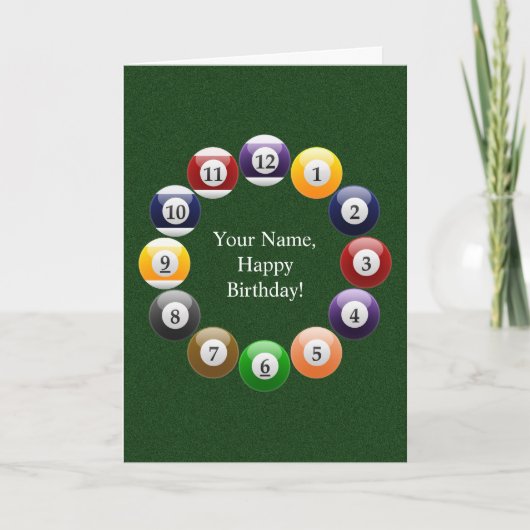 Billiard Balls Shiny Colorful Pool Snooker Sports Kaart (Voorkant)