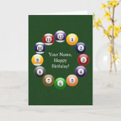 Billiard Balls Shiny Colorful Pool Snooker Sports Kaart (Gele Bloem)