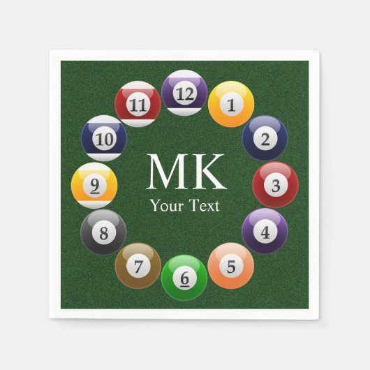 Billiard Balls Shiny Colorful Pool Snooker Sports Servetten (Voorkant)