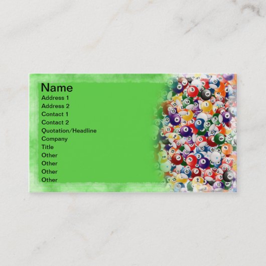 Billiard Balls Visitekaartje (Voorkant)