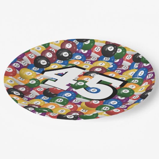 Billiard Balls voor 45ste verjaardag Papieren Bordje (Gekanteld)