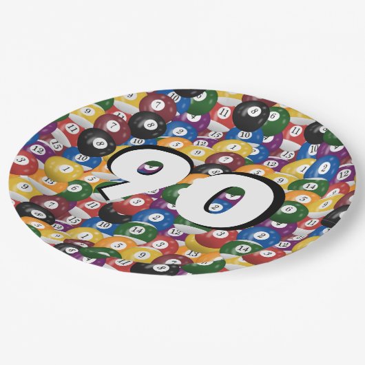 Billiard Balls voor 90ste verjaardag Papieren Bordje (Gekanteld)