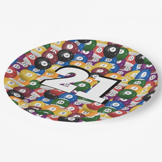 Billiard Balls voor de 21ste verjaardag Papieren Bordje (Gekanteld)