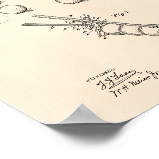 Billiard Bridge 1908 Patent Art - Old Peper Poster (Hoek)