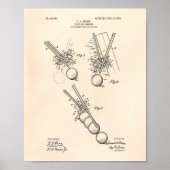 Billiard Bridge 1908 Patent Art - Old Peper Poster (Voorkant)