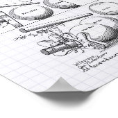 Billiard Bridge 1910 Patent Art - Lined Peper Poster (Hoek)
