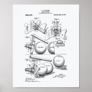 Billiard Bridge 1910 Patent Art - Witboek Poster