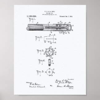 Billiard Cue 1915 Patent Art - Witboek Poster