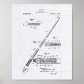 Billiard Cue 1918 Patent Art - Lined Peper Poster (Voorkant)