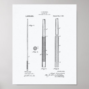 Billiard Cue 1919 Patent Art - Witboek Poster