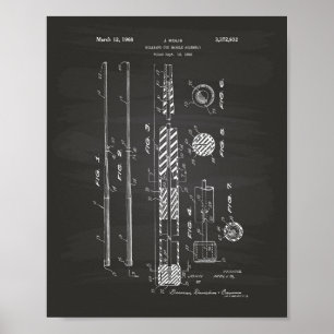 Billiard Cue Handle 1968 Patent Art - Chalkboard Poster