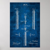 Billiard Cue Patent Art #6 Pool Room Decor Poster (Voorkant)