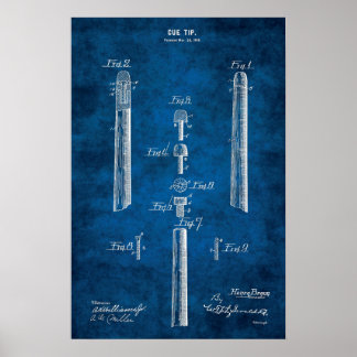 Billiard Cue Patent Art #6 Pool Room Decor Poster