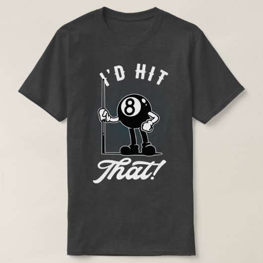 Billiard Cue Sport Grappig 8Ball Toon Zwembad T-shirt (Design voorkant)