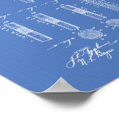 Billiard Cue Tip 1899 Patent Art - Blauwdruk Poster (Hoek)