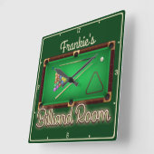 Billiard Game Room Vierkante Klok (Hoek)