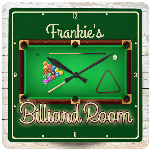 Billiard Game Room Vierkante Klok