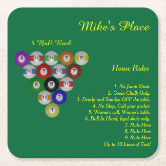 Billiard House 10 Rules Kartonnen Onderzetters