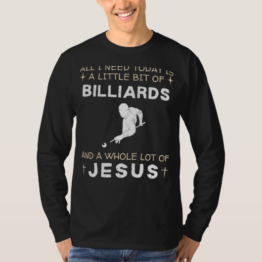 Billiard & Jezus Grappige T-shirt - Grappige Sport (Voorkant)