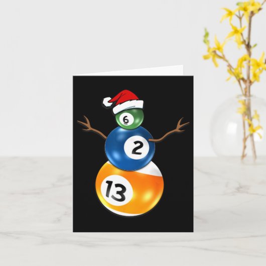 Billiard Kerstman met pooltafel  Kaart (Gele Bloem)