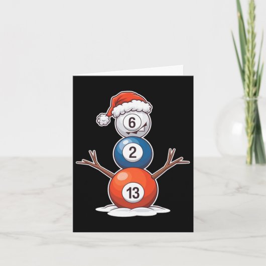 Billiard Kerstsneeuwman Met Pooltafel  Kaart (Voorkant)