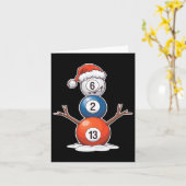 Billiard Kerstsneeuwman Met Pooltafel  Kaart (Gele Bloem)