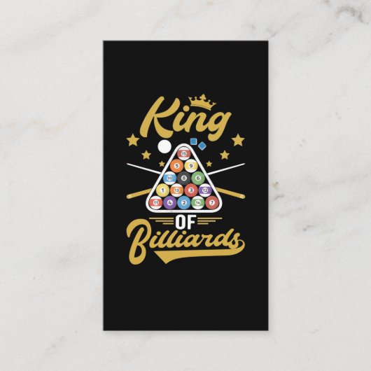 Billiard King Snooker Cue Sports Pool Player Visitekaartje (Voorkant)