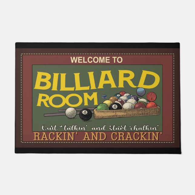Billiard Lover Mat, Billiard Doormat, Pool Player Deurmat (Voorkant)
