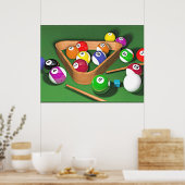 Billiard, opstellen, kleurrijk ontwerp, poster (Keuken)