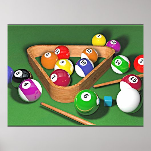 Billiard, opstellen, kleurrijk ontwerp, poster (Voorkant)