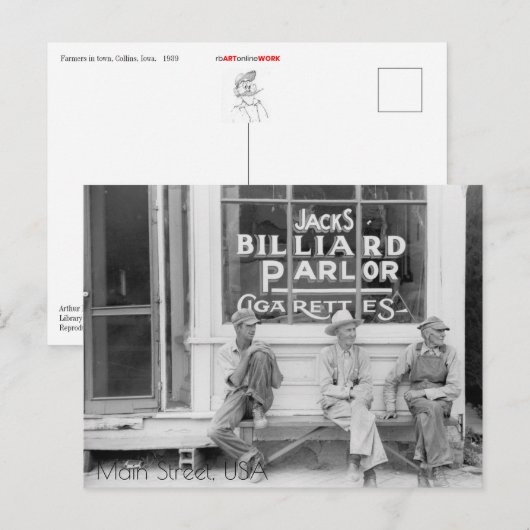 Billiard Parlor op Main Street Briefkaart (Voorkant / Achterkant)