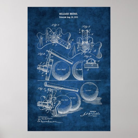 Billiard Patent Art #14 Pool Room Decor Poster (Voorkant)